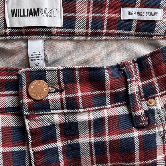 William Rast, High Rise, Skinny, Navy & Burgundy Plaid Pants, Size 32 - Picture 4 of 5